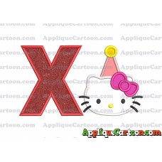 Birthday Hello Kitty Applique Embroidery Design With Alphabet X