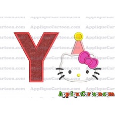 Birthday Hello Kitty Applique Embroidery Design With Alphabet Y