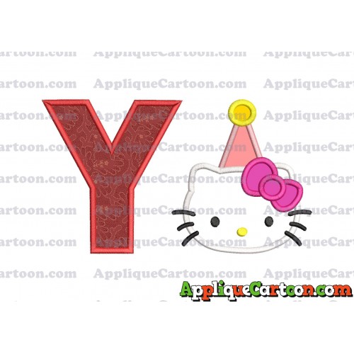 Birthday Hello Kitty Applique Embroidery Design With Alphabet Y