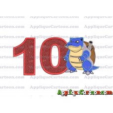 Blastoise Pokemon Applique Embroidery Design Birthday Number 10