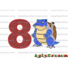 Blastoise Pokemon Applique Embroidery Design Birthday Number 8