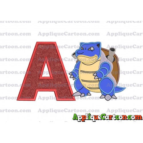 Blastoise Pokemon Applique Embroidery Design With Alphabet A