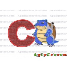 Blastoise Pokemon Applique Embroidery Design With Alphabet C