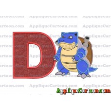 Blastoise Pokemon Applique Embroidery Design With Alphabet D