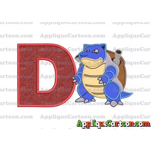 Blastoise Pokemon Applique Embroidery Design With Alphabet D