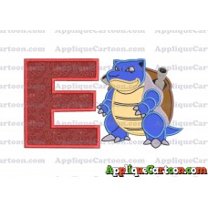Blastoise Pokemon Applique Embroidery Design With Alphabet E