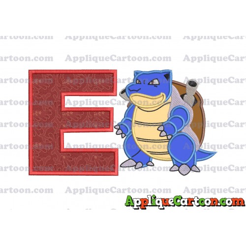 Blastoise Pokemon Applique Embroidery Design With Alphabet E