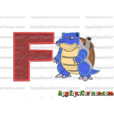 Blastoise Pokemon Applique Embroidery Design With Alphabet F