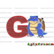 Blastoise Pokemon Applique Embroidery Design With Alphabet G