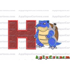 Blastoise Pokemon Applique Embroidery Design With Alphabet H