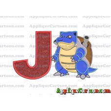 Blastoise Pokemon Applique Embroidery Design With Alphabet J