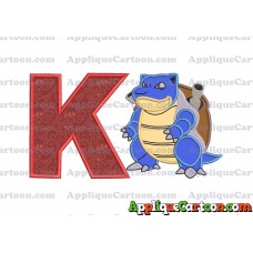 Blastoise Pokemon Applique Embroidery Design With Alphabet K