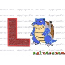 Blastoise Pokemon Applique Embroidery Design With Alphabet L