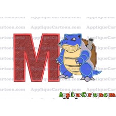Blastoise Pokemon Applique Embroidery Design With Alphabet M