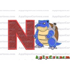 Blastoise Pokemon Applique Embroidery Design With Alphabet N