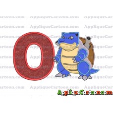 Blastoise Pokemon Applique Embroidery Design With Alphabet O