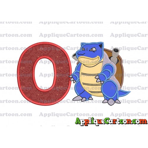Blastoise Pokemon Applique Embroidery Design With Alphabet O
