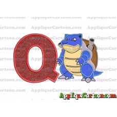 Blastoise Pokemon Applique Embroidery Design With Alphabet Q