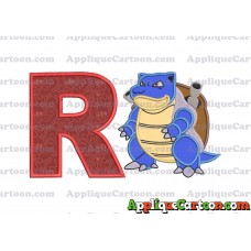 Blastoise Pokemon Applique Embroidery Design With Alphabet R