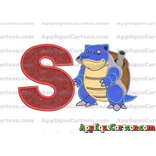 Blastoise Pokemon Applique Embroidery Design With Alphabet S