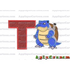 Blastoise Pokemon Applique Embroidery Design With Alphabet T