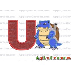 Blastoise Pokemon Applique Embroidery Design With Alphabet U