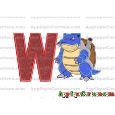 Blastoise Pokemon Applique Embroidery Design With Alphabet W