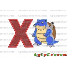 Blastoise Pokemon Applique Embroidery Design With Alphabet X