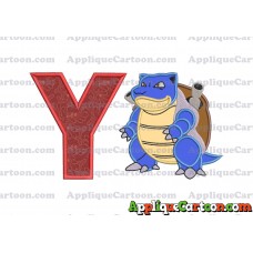 Blastoise Pokemon Applique Embroidery Design With Alphabet Y