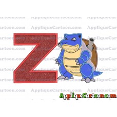 Blastoise Pokemon Applique Embroidery Design With Alphabet Z