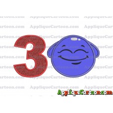 Blue Jelly Applique Embroidery Design Birthday Number 3