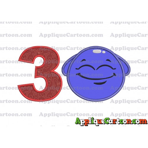Blue Jelly Applique Embroidery Design Birthday Number 3