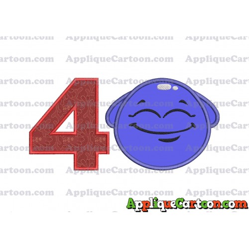 Blue Jelly Applique Embroidery Design Birthday Number 4
