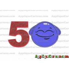 Blue Jelly Applique Embroidery Design Birthday Number 5