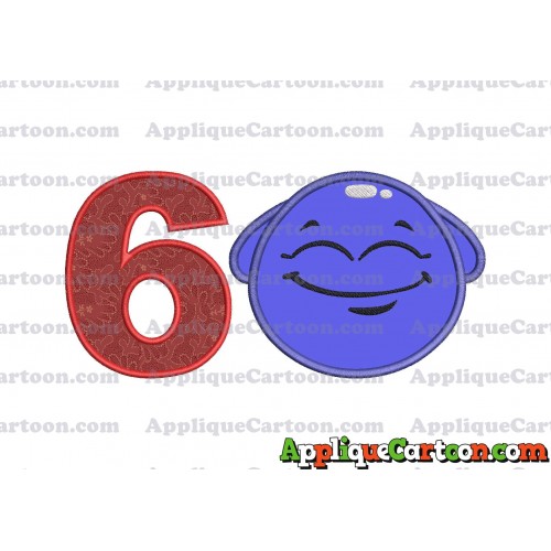Blue Jelly Applique Embroidery Design Birthday Number 6
