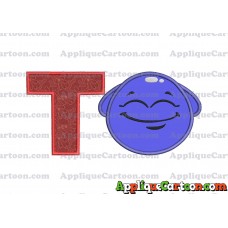 Blue Jelly Applique Embroidery Design With Alphabet T
