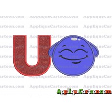 Blue Jelly Applique Embroidery Design With Alphabet U