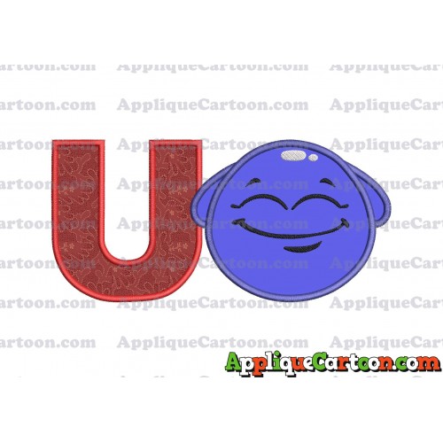 Blue Jelly Applique Embroidery Design With Alphabet U