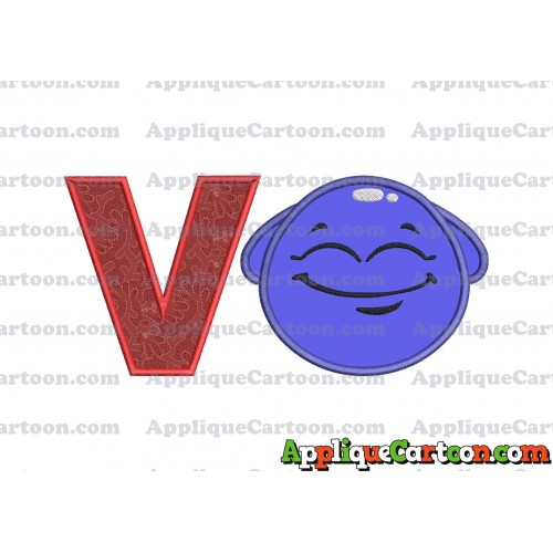 Blue Jelly Applique Embroidery Design With Alphabet V