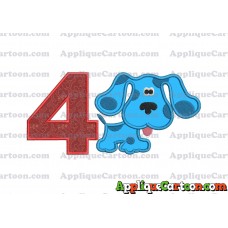 Blues Clues Applique Embroidery Design Birthday Number 4