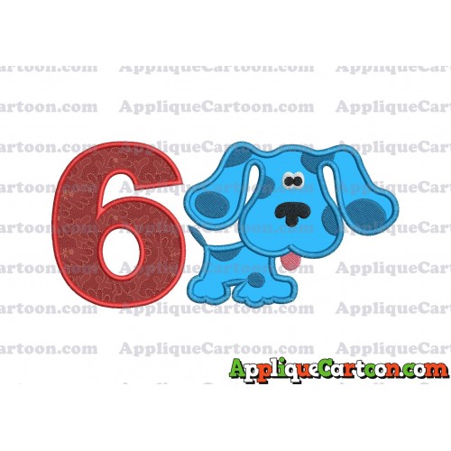 Blues Clues Applique Embroidery Design Birthday Number 6