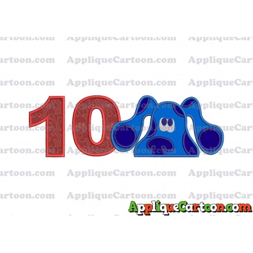 Blues Clues Head Applique Embroidery Design Birthday Number 10