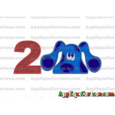 Blues Clues Head Applique Embroidery Design Birthday Number 2