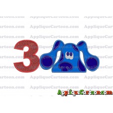 Blues Clues Head Applique Embroidery Design Birthday Number 3