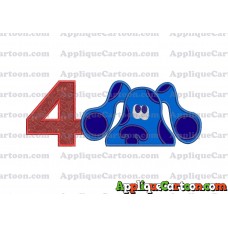Blues Clues Head Applique Embroidery Design Birthday Number 4