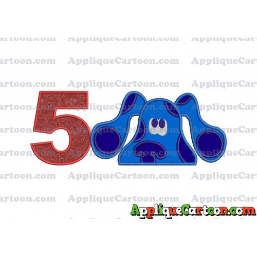 Blues Clues Head Applique Embroidery Design Birthday Number 5