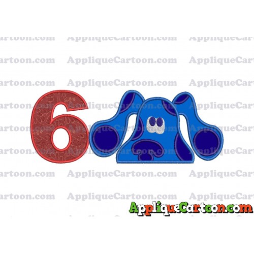 Blues Clues Head Applique Embroidery Design Birthday Number 6