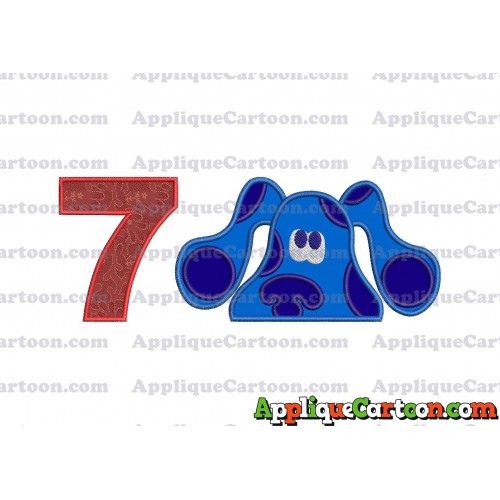 Blues Clues Head Applique Embroidery Design Birthday Number 7