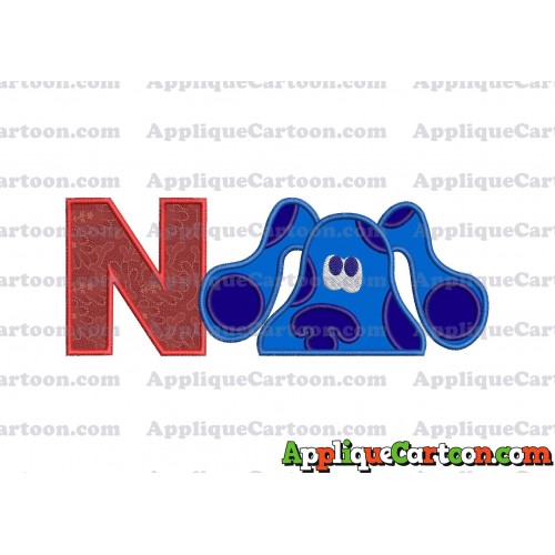 Blues Clues Head Applique Embroidery Design With Alphabet N