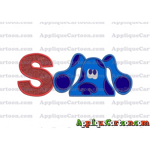 Blues Clues Head Applique Embroidery Design With Alphabet S